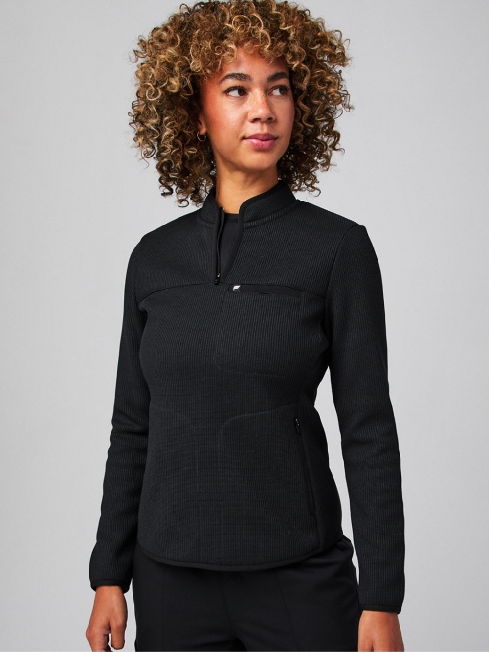 Fabletics Black Quarter-Zip Pullover Top